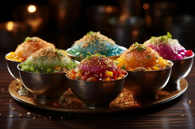 Foto el colorido pani puri extravaganza indio el sabroso pani puri o la fotografía de imágenes golgappa