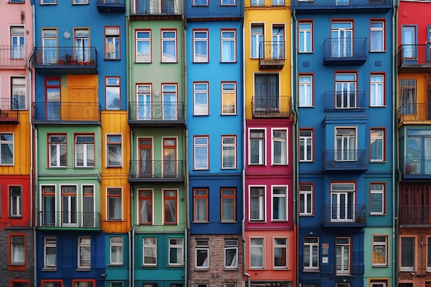 El colorido papel tapiz de los edificios