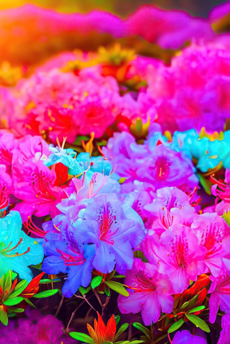 Foto un colorido papel tapiz de flores con la palabra azalea