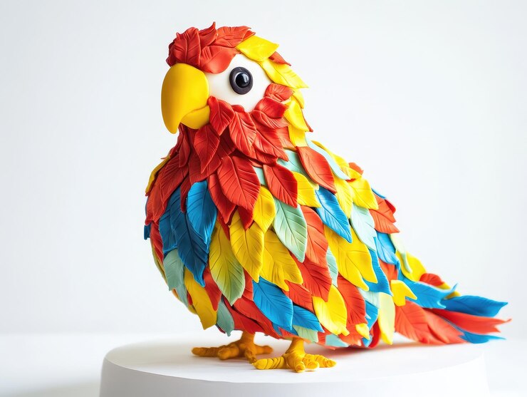 Foto un colorido pastel de loro con plumas amarillas y azules