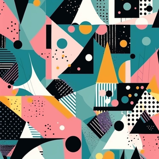 Un colorido patrón abstracto con formas geométricas y puntos generativos ai