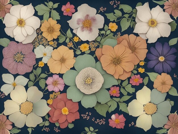 Colorido patrón floral mexicano hermosa fantasía papel tapiz vintage ramo de flores botánicas AI Genera