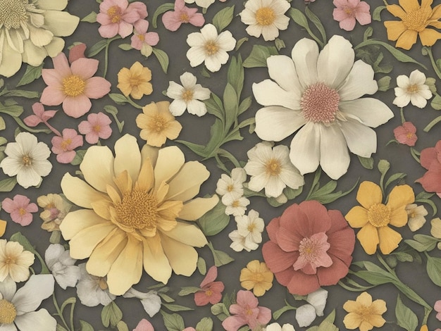 Colorido patrón floral mexicano hermosa fantasía papel tapiz vintage ramo de flores botánicas AI Genera