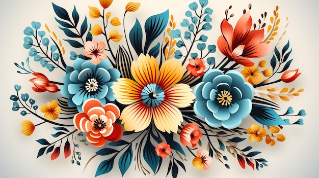 colorido patrón de flores digitales en blanco