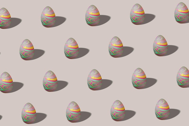 Colorido patrón de huevo de Pascua hecho, feliz Pascua, concepto mínimo de Pascua