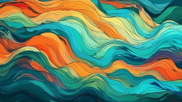 Un colorido patrón de ondas con las palabras "azul" en la parte inferior.