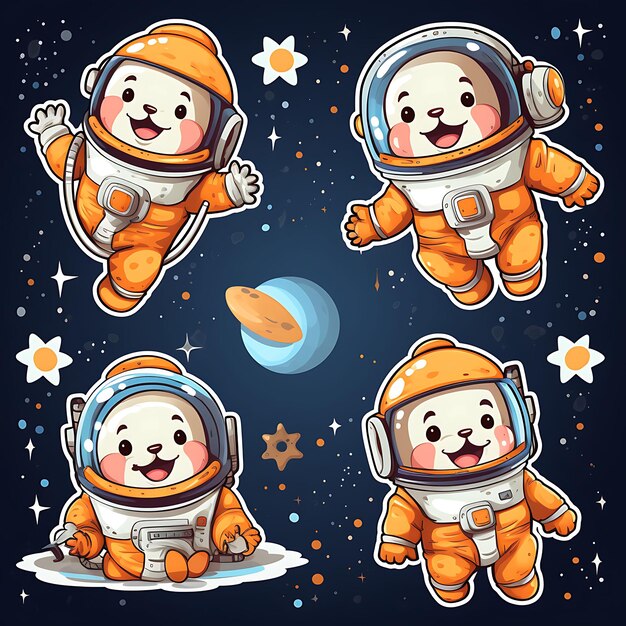 Foto colorido un perro corgi con traje de astronauta flotando en el espacio con una idea de colección de sellos de animales