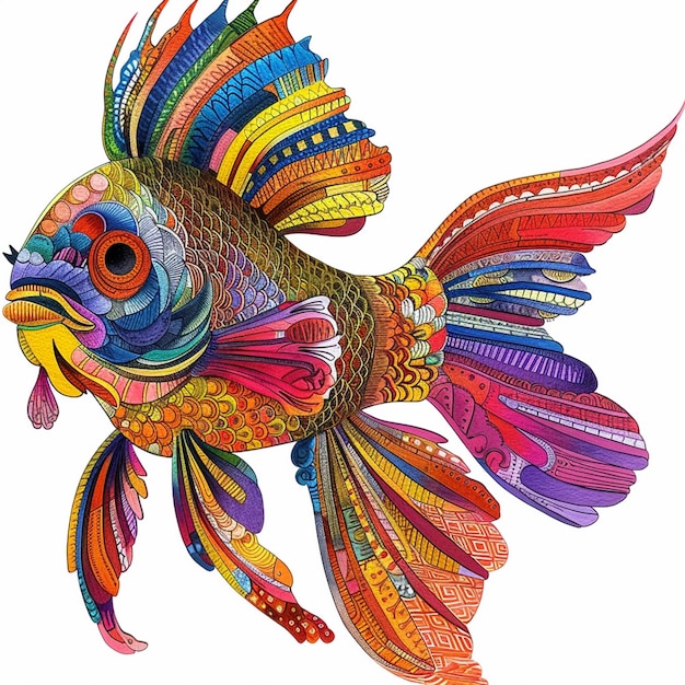 colorido pescado fondo blanco