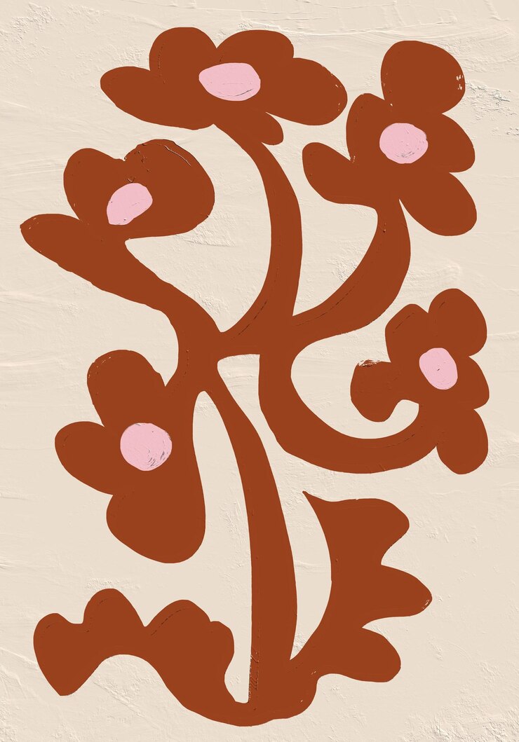 Foto colorido pintado à mão botânico abstrato moderno formas arte estilo matisse
