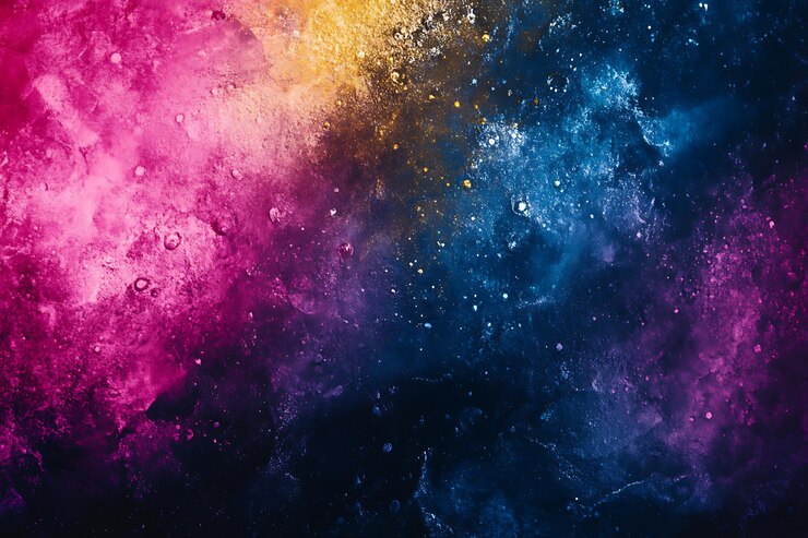 El colorido polvo rosa, amarillo y azul es un fondo abstracto.