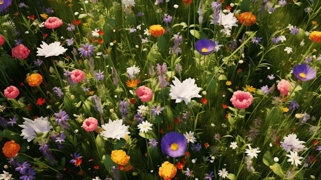 Colorido prado de verão vibrante flor de margarida selvagem papel de parede AI Arte gerada