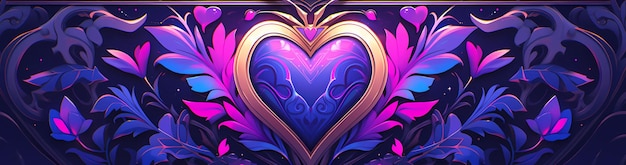 Colorido púrpura corazón abstracto fantasía decoración floral