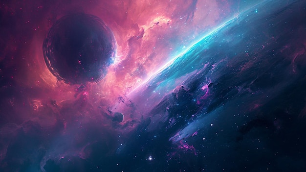 Colorido realismo fantástico Magenta oscuro y azul claro papel tapiz espacial