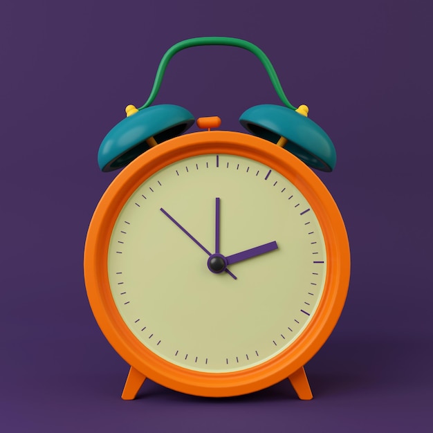 Colorido reloj antiguo 3D render Ilustración minimalista diseño moderno objeto aislado