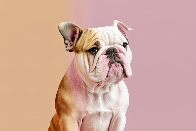 Colorido retrato de bulldog en colores pastel IA generativa