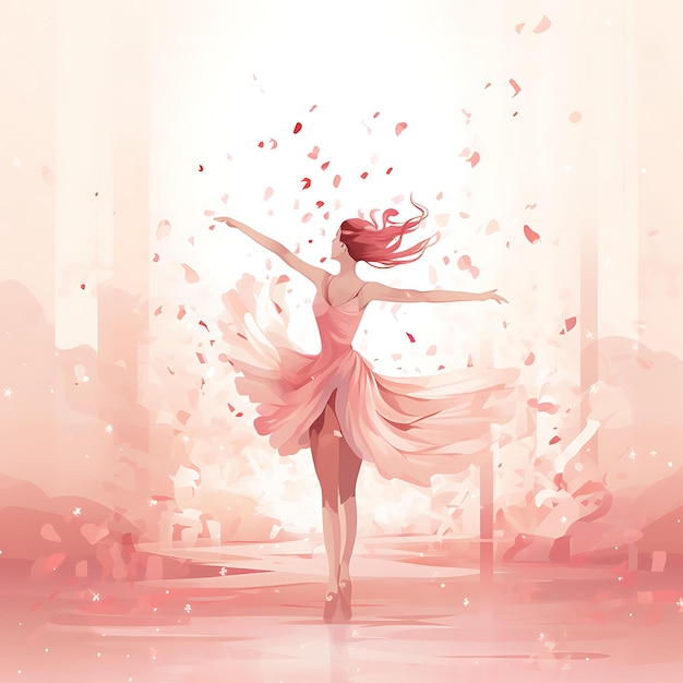 Colorido de rosa pastel y crema Fondo de recital de ballet con estilo de acuarela dibujada a mano de Rose Pe