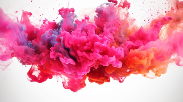 Colorido rosa rojo arco iris humo pintura explosión color humo polvo salpicadura movimiento de tinte de tinta líquida