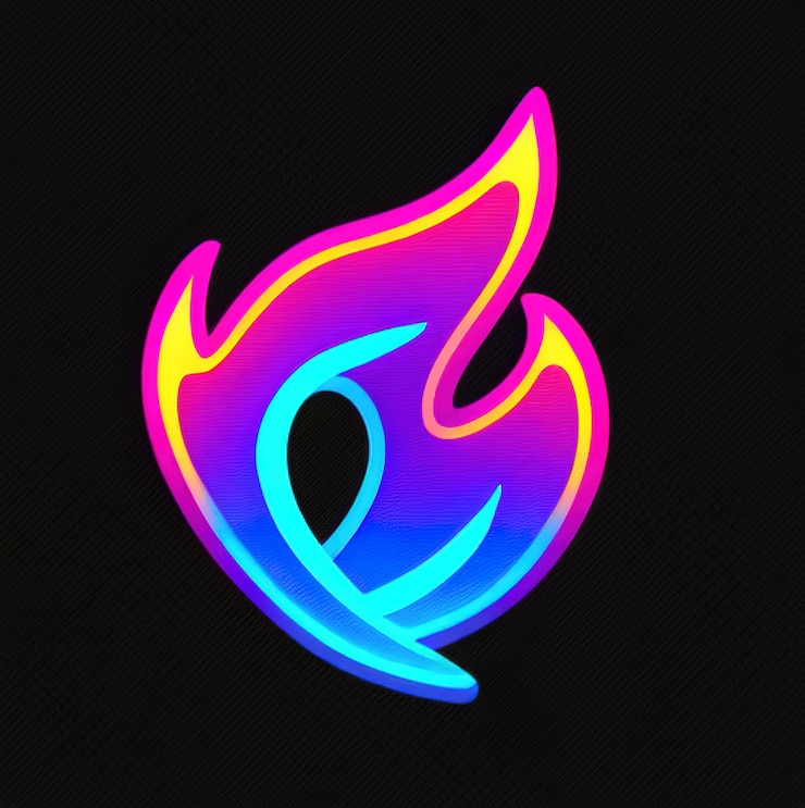 Foto un colorido símbolo de fuego con las letras e y e