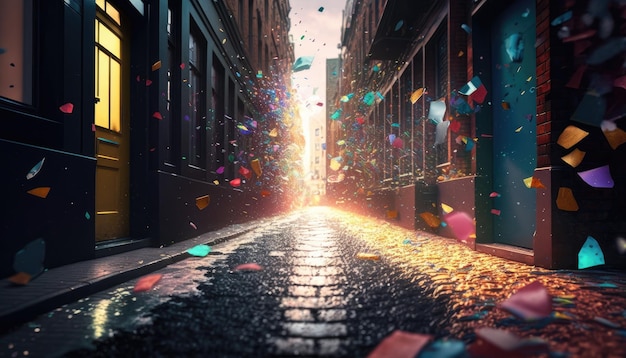 Colorido Street Confetti Shower de Generative AI