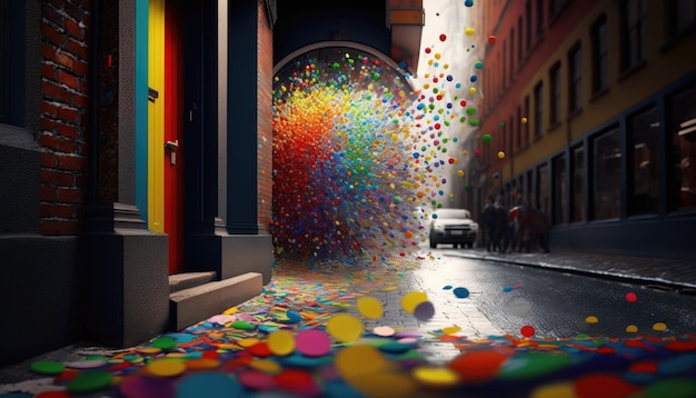 Colorido Street Confetti Shower de Generative AI