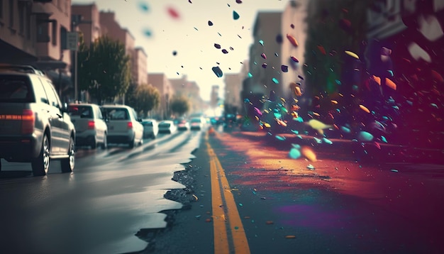 Colorido Street Confetti Shower de Generative AI