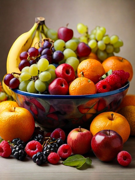 Foto un colorido surtido de frutas generado por la ia