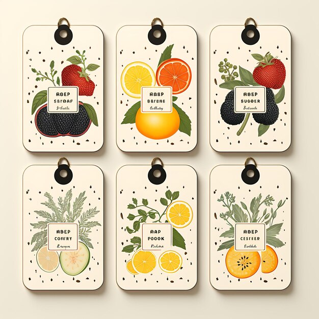 Foto colorido de la tienda de frutas clásica tarjeta de etiqueta linen tarjeta de identificación forma rectangular boceto estilo acuarela