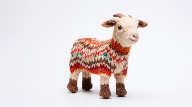 Colorido tricotado de madeira brinquedo cabra estilo de taxidermia de alto detalhe