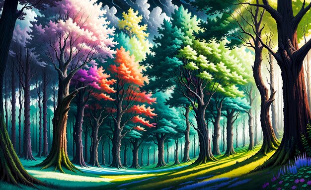 Colorido Vibrante Natureza Outono Zen paisagismo Gerativo AI