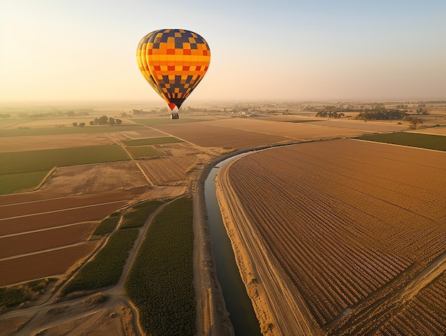 Foto el colorido vuelo en globo de aire caliente