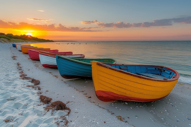 Los coloridos barcos de pesca en la costa atlántica y las aguas turquesas