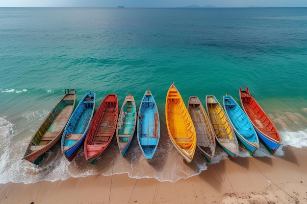 Los coloridos barcos de pesca en la costa atlántica y las aguas turquesas