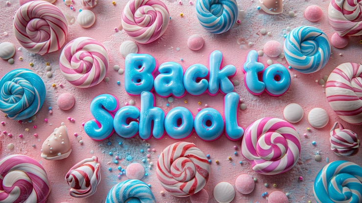 Foto los coloridos bastones de caramelo y las salpicaduras anuncian la vuelta a la escuela