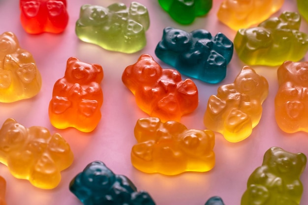Los coloridos caramelos de goma de mermelada los dulces de los osos de gelatina