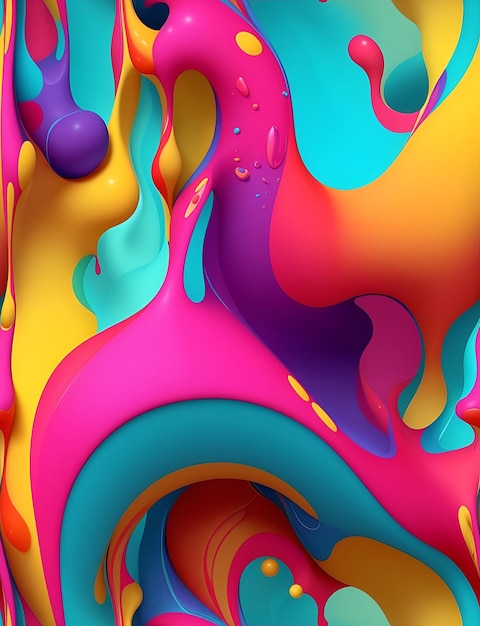 Coloridos carteles líquidos en 3d con salpicaduras de formas abstractas