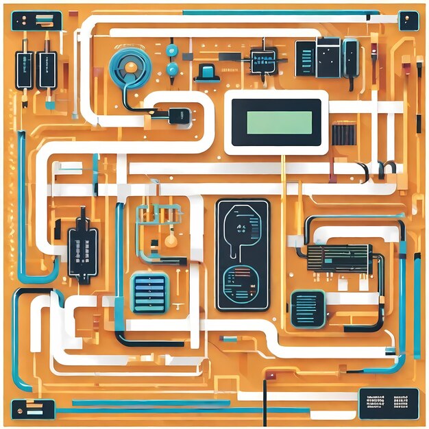 Foto los coloridos circuitos de la tecnología