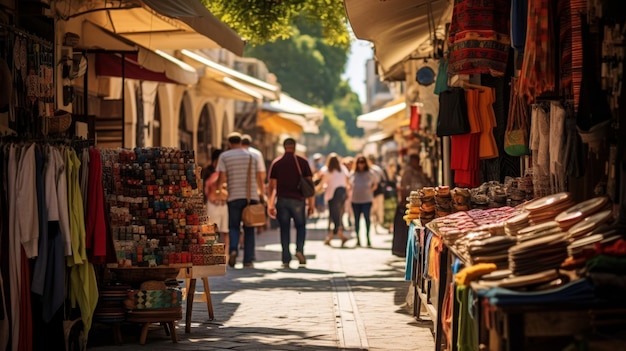 Los coloridos comerciantes llenan el mercado ateniense con togas