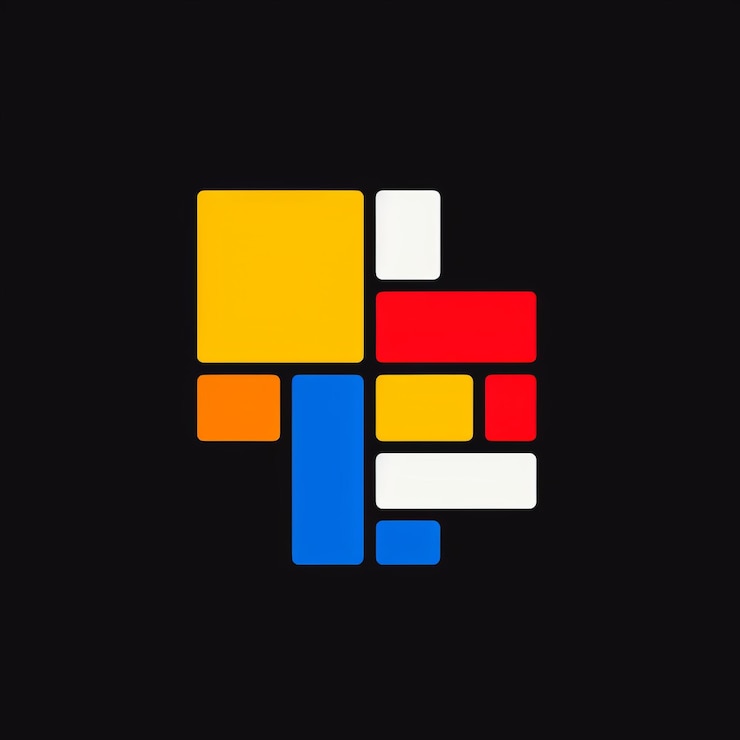 Foto coloridos cuadrados inspirados en la bauhaus un icono minimalista de formas enredadas