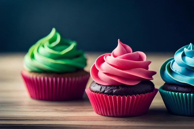 coloridos cupcakes con deliciosos