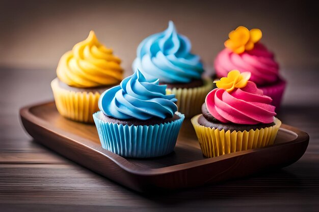 coloridos cupcakes con deliciosos