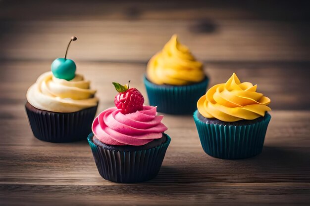 coloridos cupcakes con deliciosos