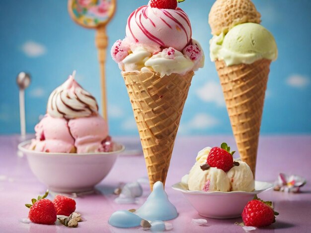 Foto los coloridos delicios del helado