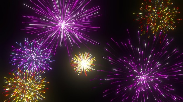 Coloridos fuegos artificiales sobre fondo negro