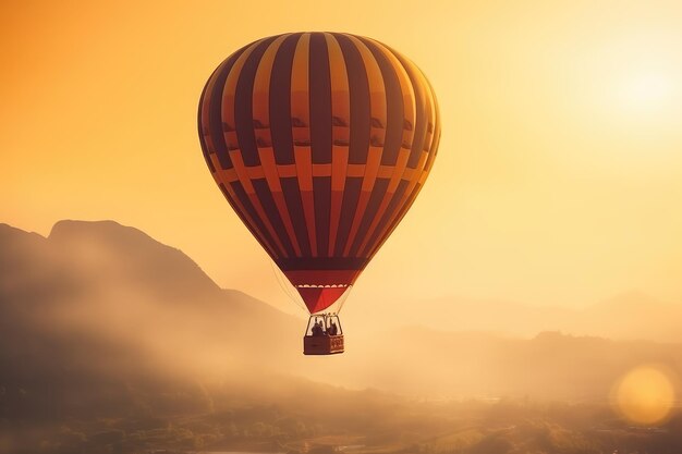 Coloridos globos aerostáticos en vuelo generados por IA