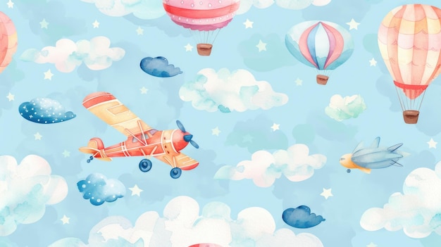 Coloridos globos de aire caliente volando alto perfectos para el concepto de viaje o aventura