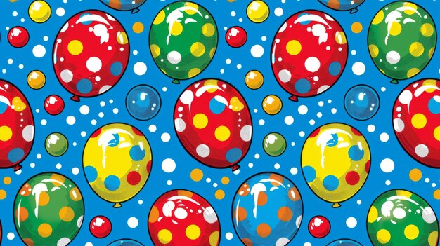 Los coloridos globos de arte pop en el fondo de los puntos de Polka