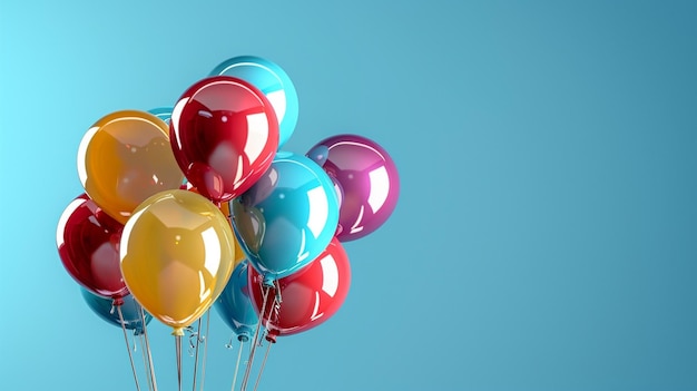 Los coloridos globos de cumpleaños que flotan en el aire