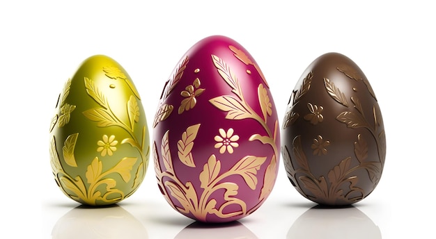 Coloridos huevos de pascua aislados sobre fondo blanco