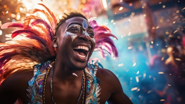 Coloridos juerguistas del Carnaval de Trinidad bailan con energía