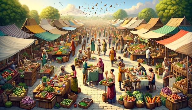Los coloridos mercados de alimentos de Vincent64150 y las escenas vibrantes del mercado